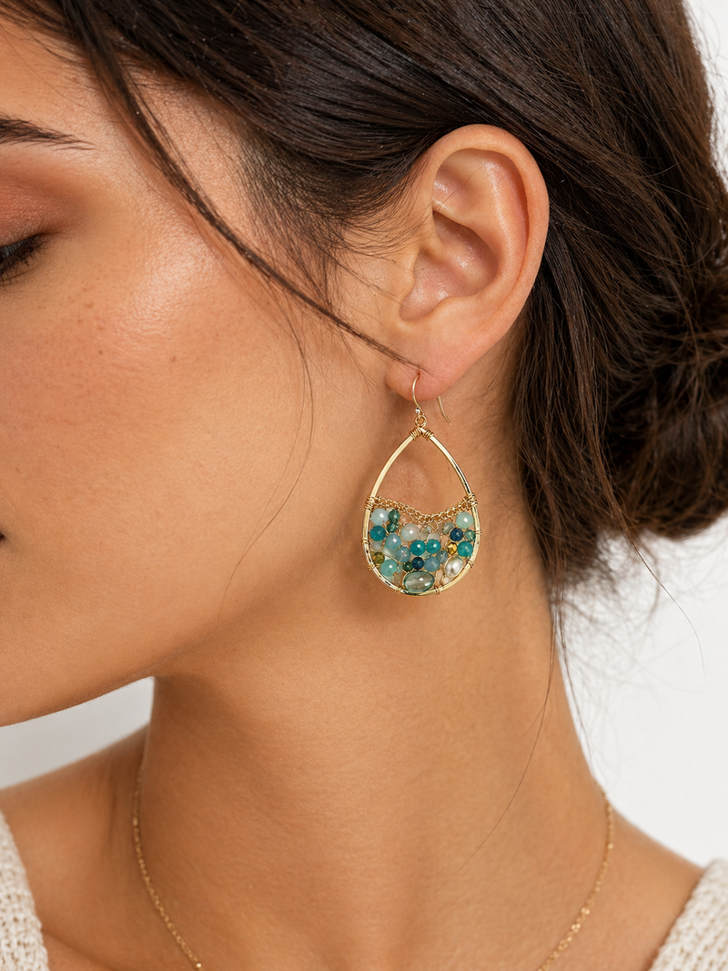 Gold and silver earrings — handmade, semi-precious stones, hoops, studs and pearls, water resistant and tarnish free