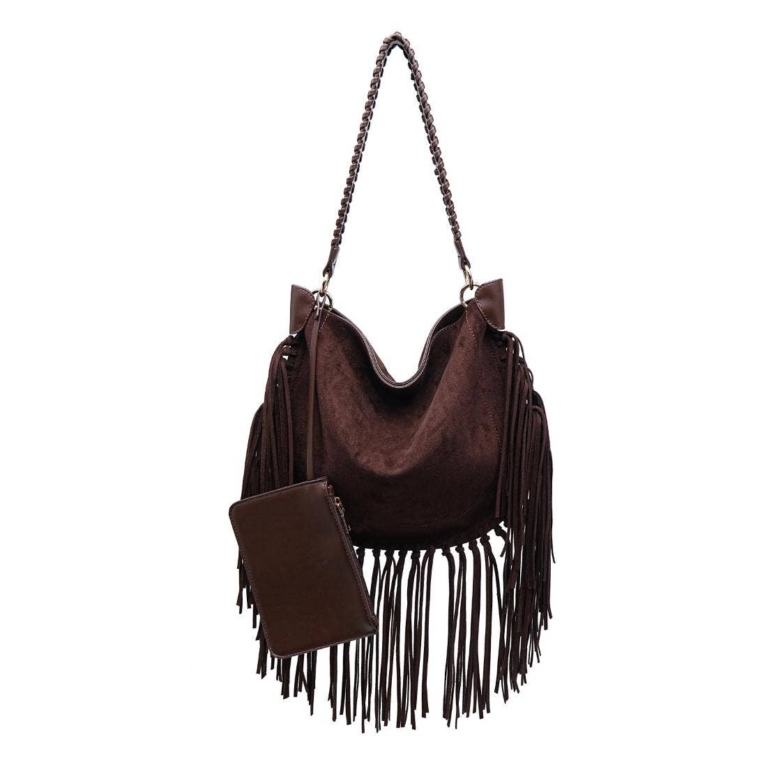 Folklore Hobo Suede Handbag with Fringe