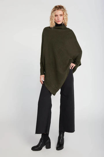 Olive Triangle Poncho with Sleeves