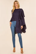 Navy shawl with shoulder loop, product photo