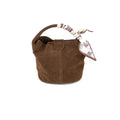 chocolte mini suede bucket bag