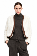 Suede Piped Faux Fur Jacket