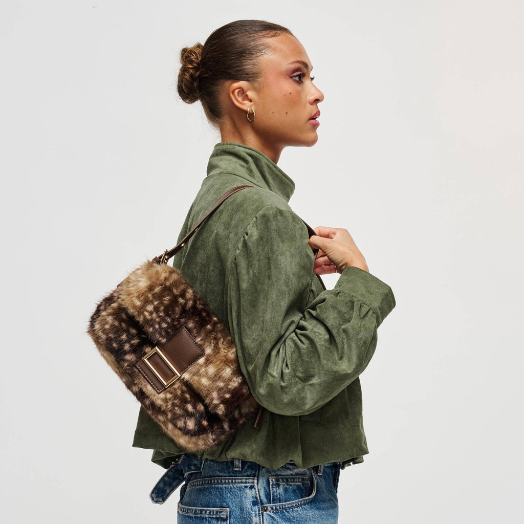 Beverly - Faux Fur Cow Print Shoulder Handbag