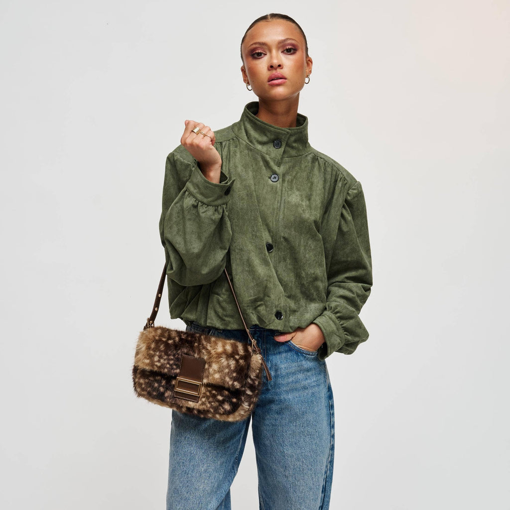 Beverly - Faux Fur Cow Print Shoulder Handbag