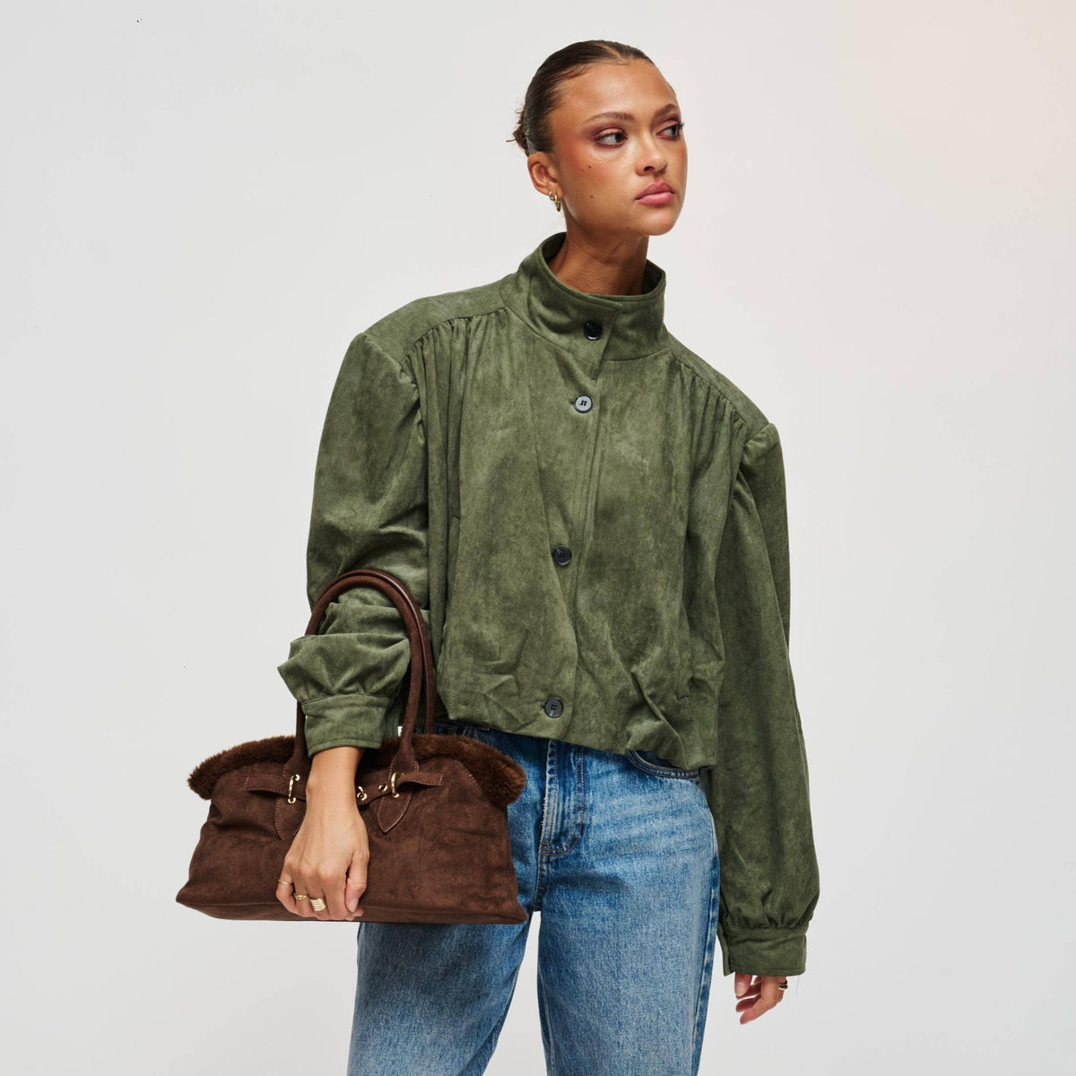 Tommy Suede Satchel Handbag
