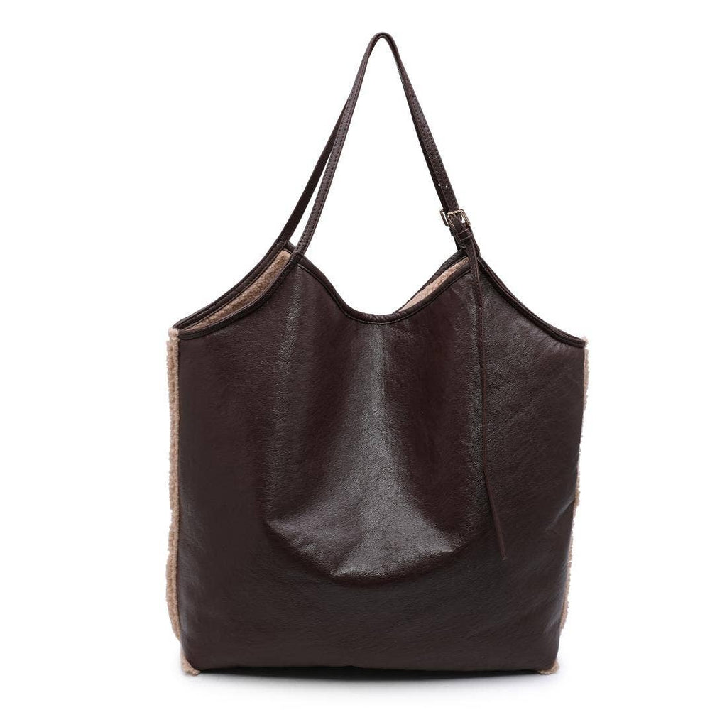 Beau  Reversible Coffee Tote  Leather Hand Bag