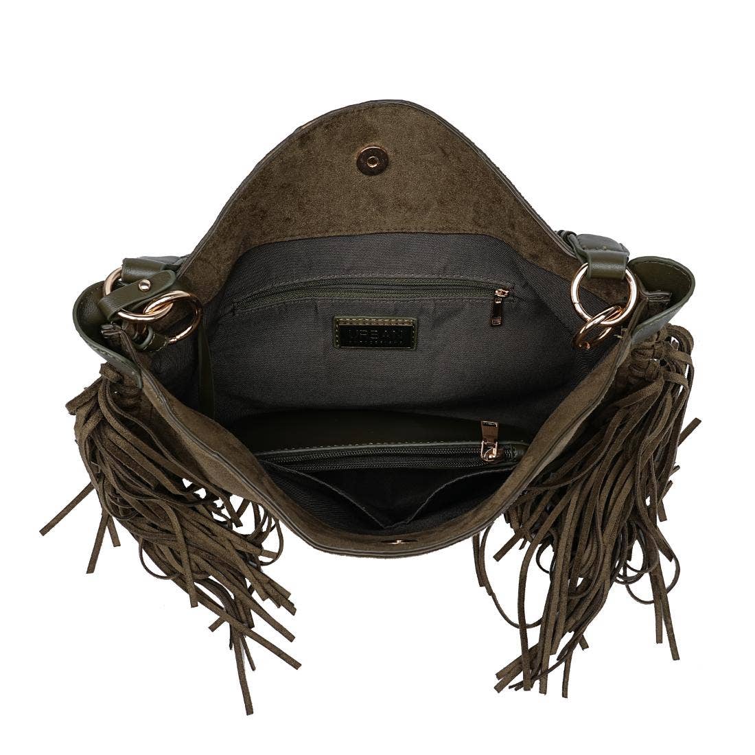 Folklore Hobo Suede Handbag with Fringe