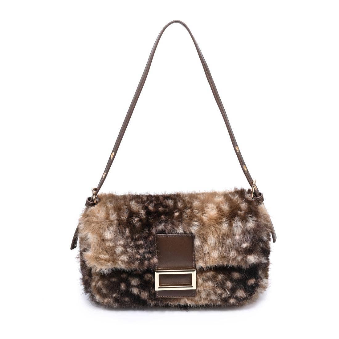 Beverly - Faux Fur Cow Print Shoulder Handbag