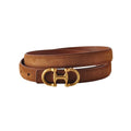 Equestrian Brown Suede Belt with Horse Bit  Gold Buckle