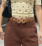 Equestrian Brown Suede Belt with Horse Bit  Gold Buckle