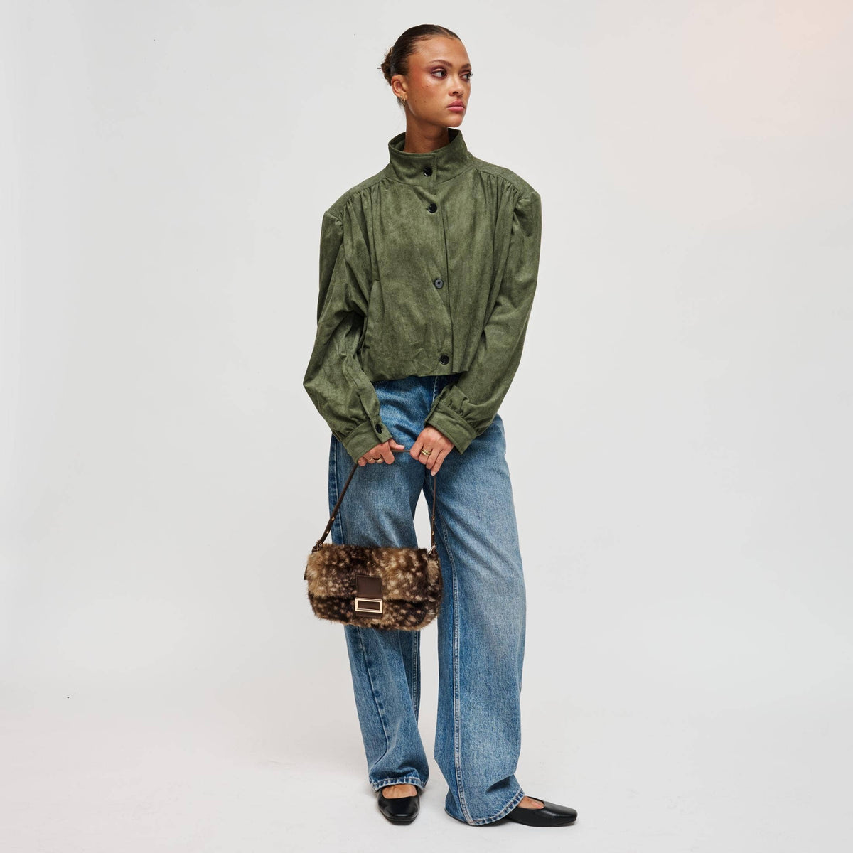 Beverly - Faux Fur Cow Print Shoulder Handbag