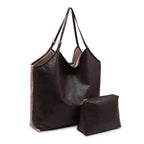 Beau  Reversible Coffee Tote  Leather Hand Bag