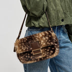 Beverly - Faux Fur Cow Print Shoulder Handbag
