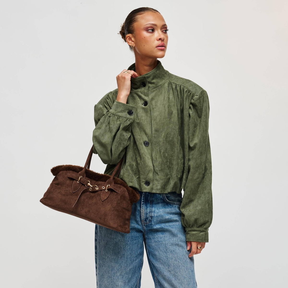 Tommy Suede Satchel Handbag