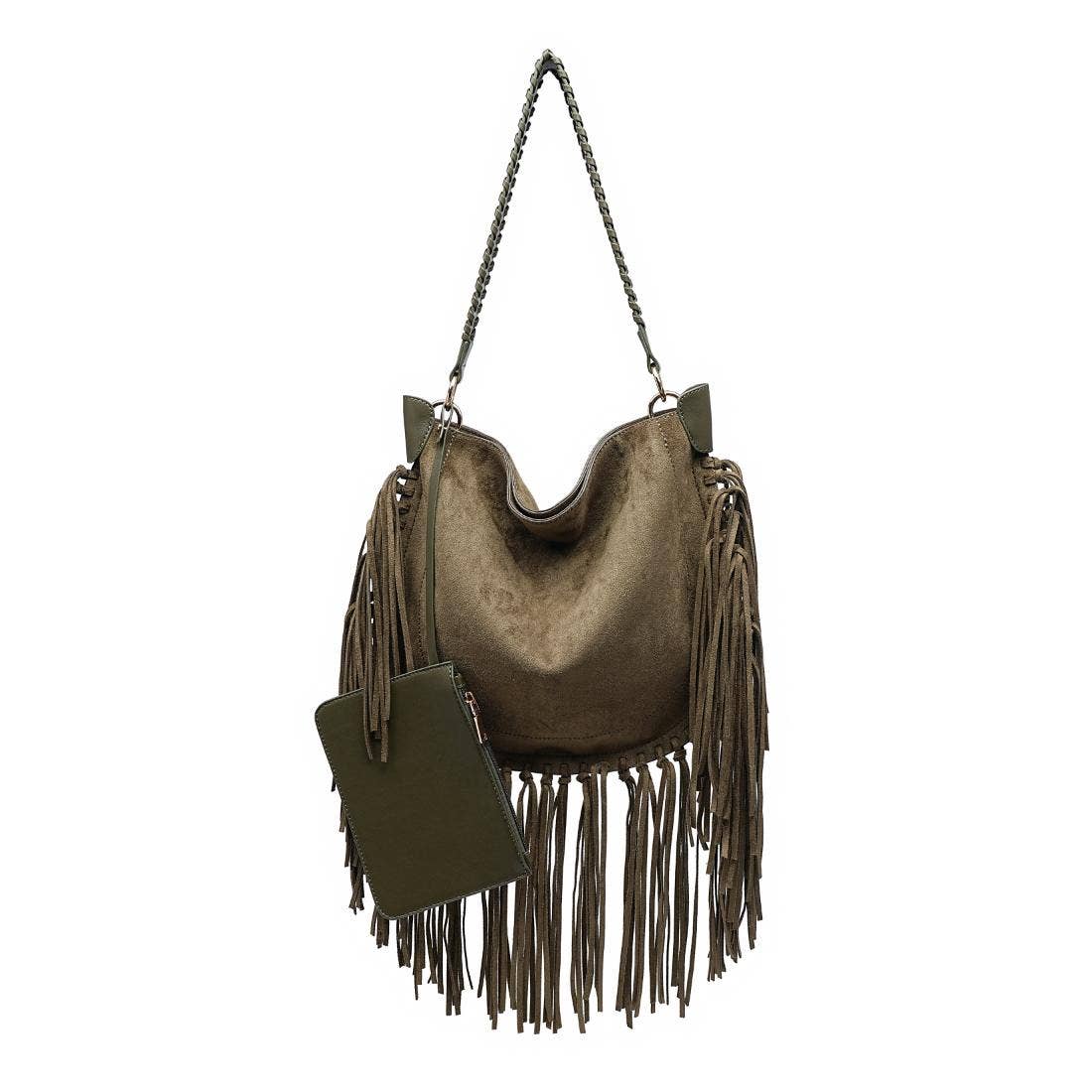 Folklore Hobo Suede Handbag with Fringe