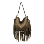Folklore Hobo Suede Handbag with Fringe