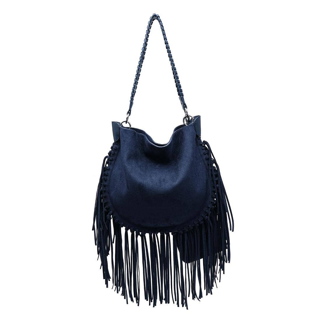 Folklore Hobo Suede Handbag with Fringe