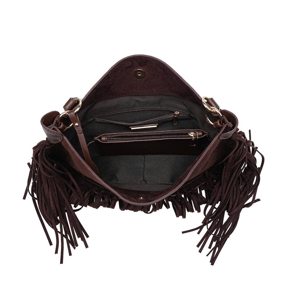 Folklore Hobo Suede Handbag with Fringe