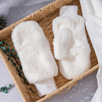 Fuzzy Faux Fur Convertible Flip-Top Fingerless Winter Mitten Gloves