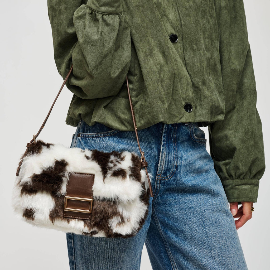 Beverly - Faux Fur Cow Print Shoulder Handbag