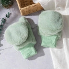 Fuzzy Faux Fur Convertible Flip-Top Fingerless Winter Mitten Gloves
