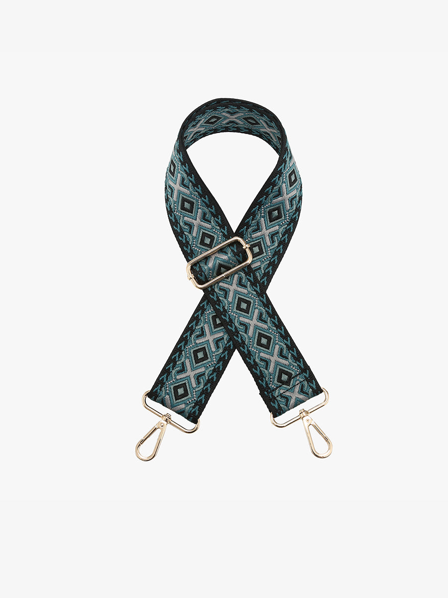 Diamond Bag Strap-Black/Teal/Gray