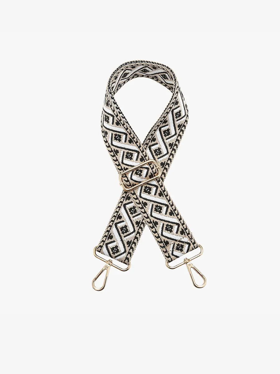 Diamond Bag Strap-Tan/Black/White