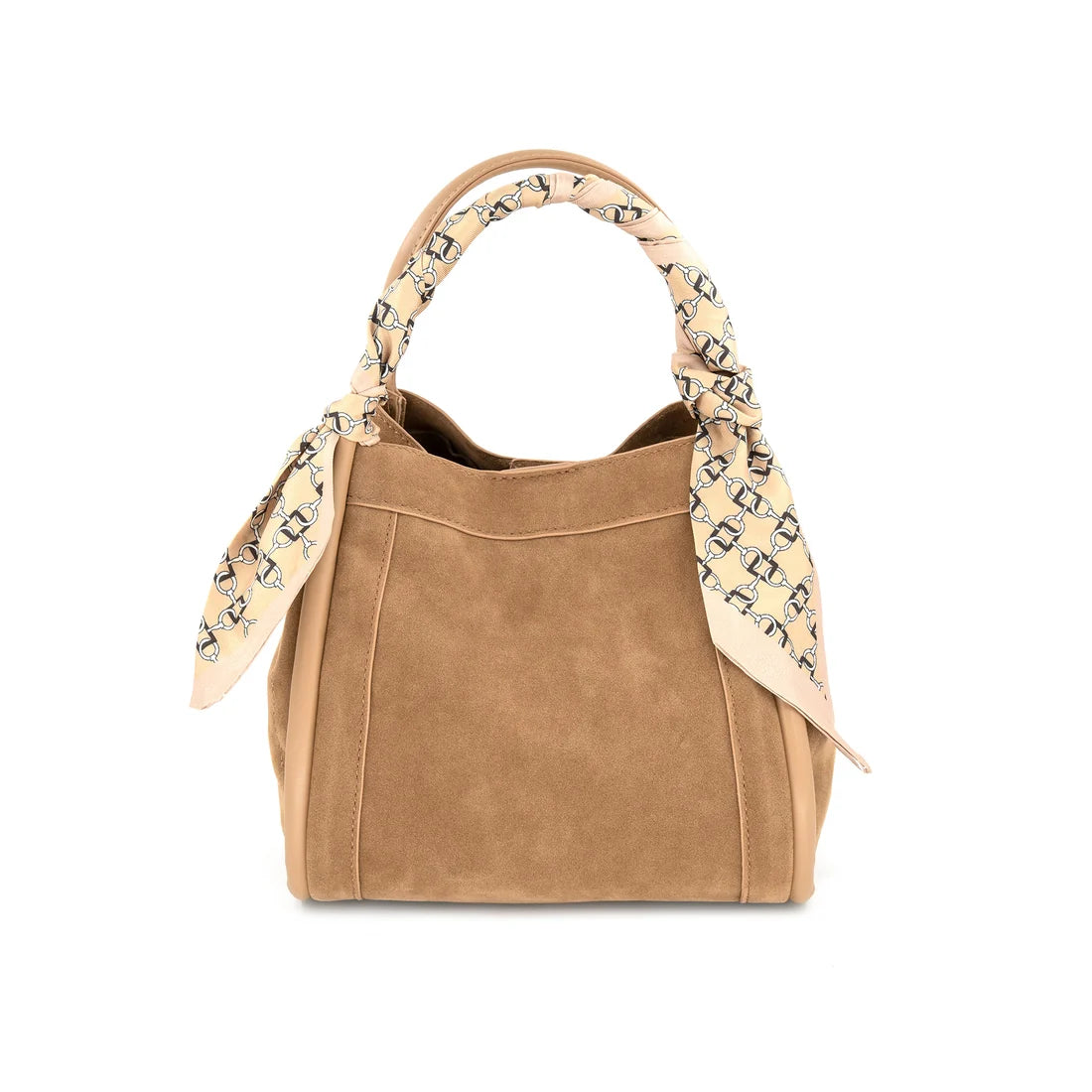 Gianna Suede Handbag | Crossbody Strap | Scarf Handle