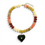 Multi Color Resin Beaded Necklace with Heart Charm