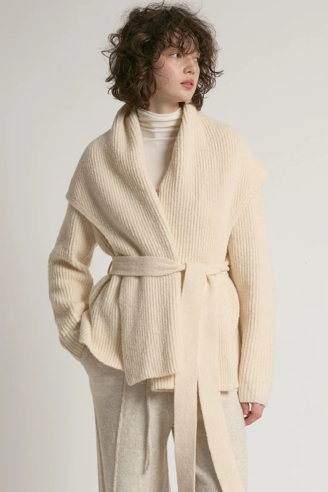 Shawl Collar Belt Cardigan Sweater