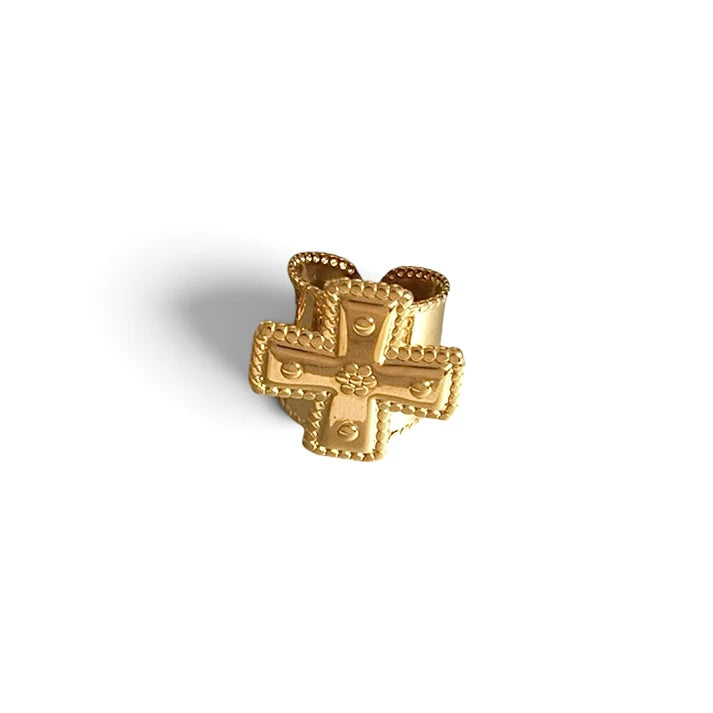 Water-Resistant Gold Cross Ring