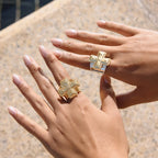 Water-Resistant Gold Cross Ring