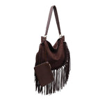 Folklore Hobo Suede Handbag with Fringe