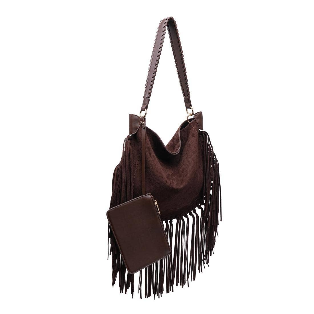 Folklore Hobo Suede Handbag with Fringe