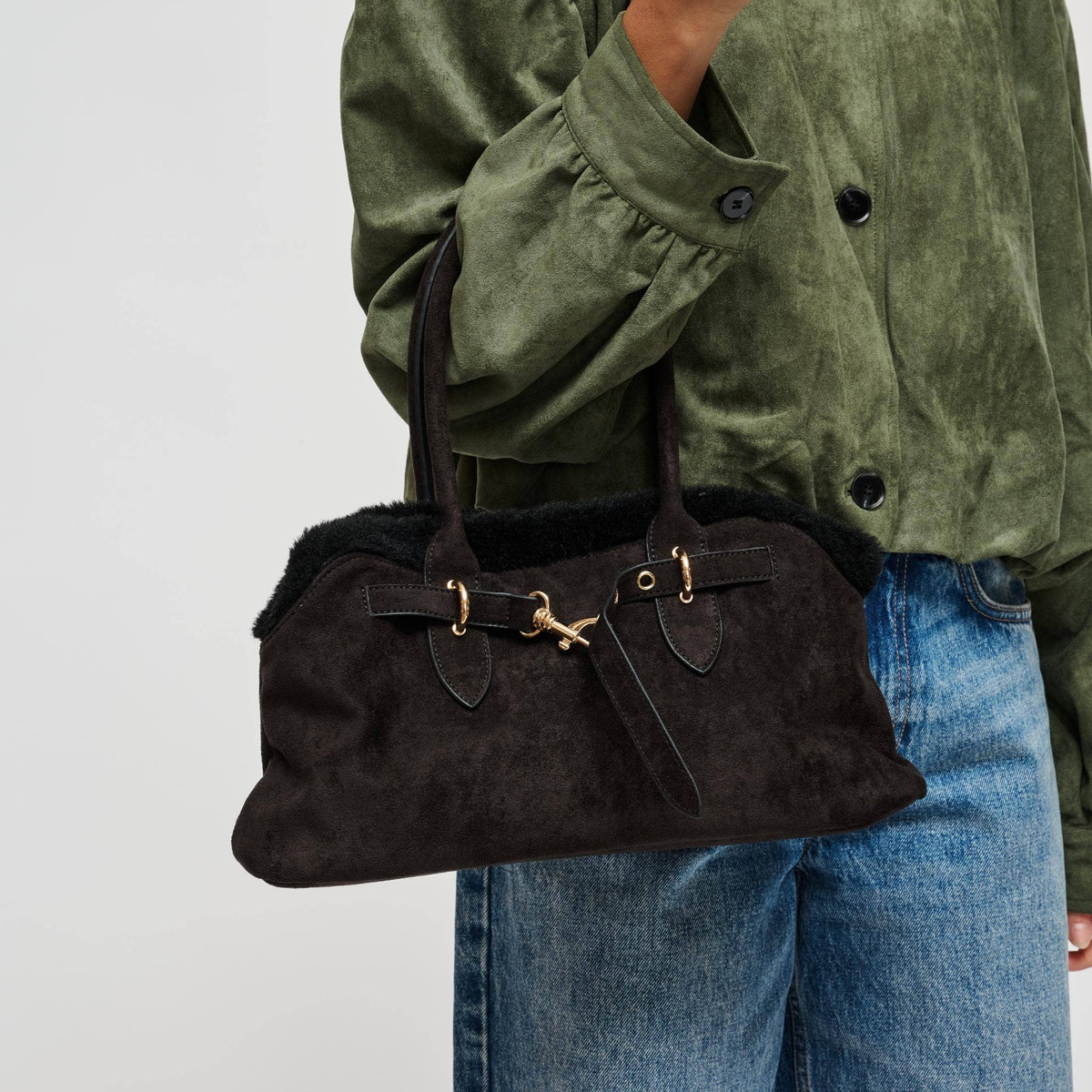 Tommy Suede Satchel Handbag