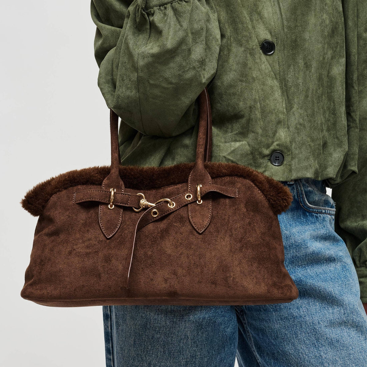 Tommy Suede Satchel Handbag