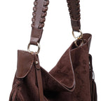 Folklore Hobo Suede Handbag with Fringe