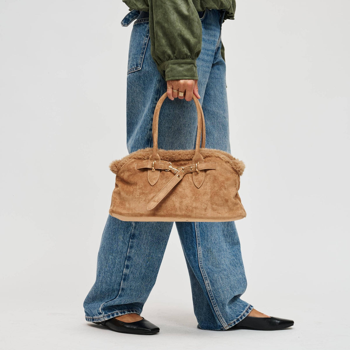 Tommy Suede Satchel Handbag