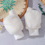 Fuzzy Faux Fur Convertible Flip-Top Fingerless Winter Mitten Gloves