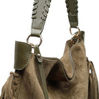 Folklore Hobo Suede Handbag with Fringe