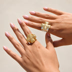 Water-Resistant Gold Cross Ring