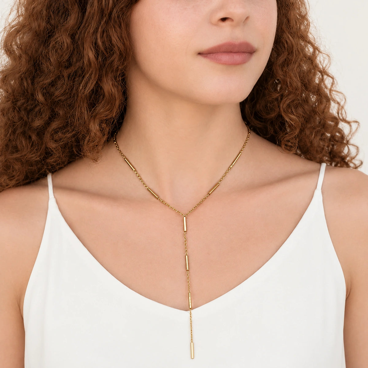 Water Resistant Gold Lariat Necklace