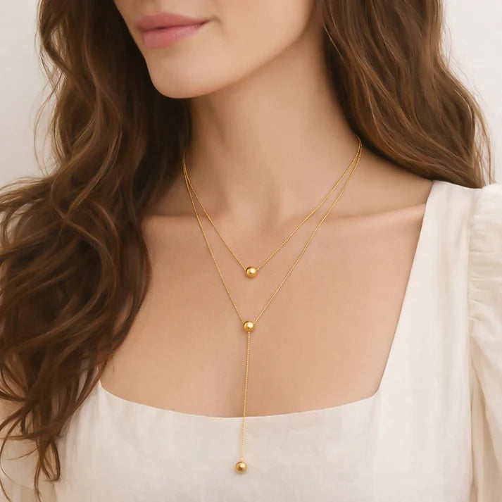 Water Resistant Gold Lariat Necklace