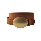 The Gold Oval Plate Suede Belt