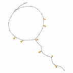 Water Resistant Two Tone Lariat Teardrop Necklace